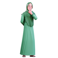 3D Character Muslim Female with green clothes png