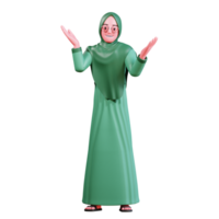 3D Character Muslim Female with green clothes png