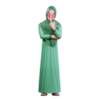 3d personagem muçulmano fêmea com verde roupas png