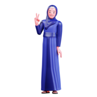 3d personagem muçulmano fêmea com azul roupas png