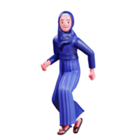 3d karaktär muslim kvinna med blå kläder png