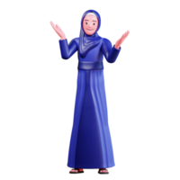3d personnage musulman femelle avec bleu vêtements png