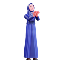 3d personagem muçulmano fêmea com azul roupas png