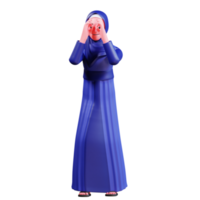 3d Charakter Muslim weiblich mit Blau Kleider png
