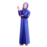 3d karakter moslim vrouw met blauw kleren png