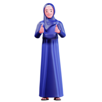 3D Character Muslim Female with blue clothes png