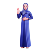 3d karaktär muslim kvinna med blå kläder png