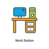 Work Station Vector Fill outline Icons. Simple stock illustration stock