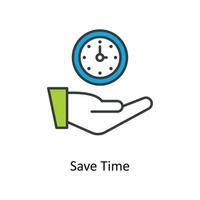 Save Time Vector Fill outline Icons. Simple stock illustration stock