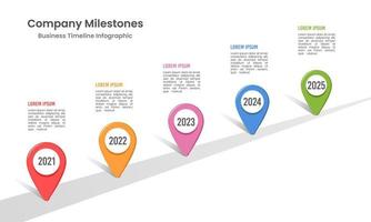 Timeline infographic company with pin and business expansion. Vector illustration.