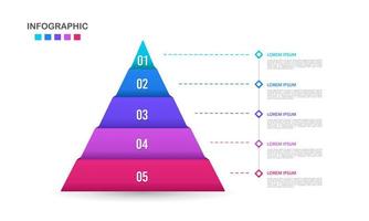 Infographic pyramid diagram, 5 options or steps. Business presentation. Vector illustration.