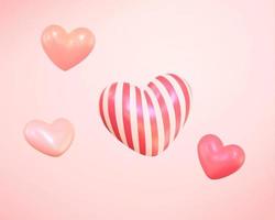 Collection of 3d cute balloon hearts with patterns. Suitable for Valentine's Day and Mother's Day. vector