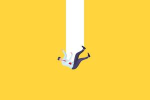 Business and financial crisis vector concept with businessman falling down the hole