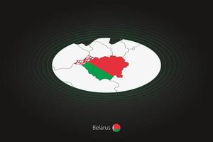 Belarus map in dark color, oval map with neighboring countries. vector