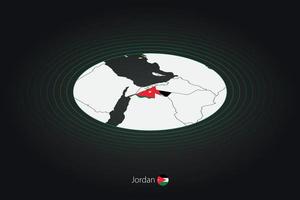 Jordan map in dark color, oval map with neighboring countries. vector