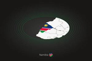 Namibia mapa en oscuro color, oval mapa con vecino países. vector