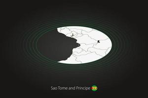 Sao Tome and Principe map in dark color, oval map with neighboring countries. vector