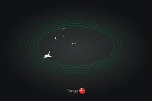 tonga mapa en oscuro color, oval mapa con vecino países. vector