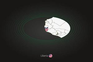 Liberia map in dark color, oval map with neighboring countries. vector