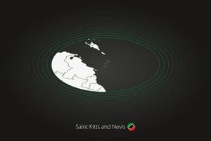 Santo kitts y nevis mapa en oscuro color, oval mapa con vecino países. vector