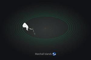 Marshall islas mapa en oscuro color, oval mapa con vecino países. vector