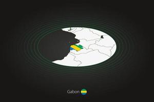 Gabón mapa en oscuro color, oval mapa con vecino países. vector