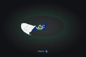 Maine mapa en oscuro color, oval mapa con vecino nosotros estados vector