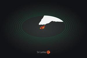 Sri Lanka map in dark color, oval map with neighboring countries. vector