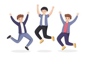 group of man happy dance movements isolated vector