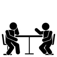 Stick figure pictograms are a simple and effective way to illustrate communication and discussion in meetings or chatting scenarios. vector