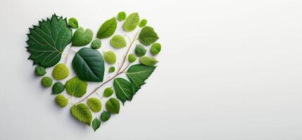 Leaves in forming a heart shape, World environment day and Earth day background. photo