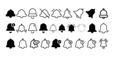 Notification Bell Alert Icon Set Black and White Fill Icon Design For Mobile Apps, Web and Design Elements vector