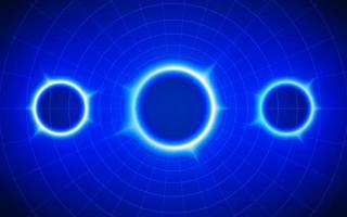 Futuristic technological three aura round grid background. Circle digital futurist cyber space design, cyberpunk tech, Portal to virtual reality, science fiction matrix, science neon light template vector