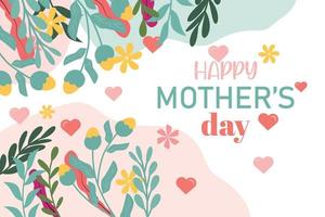 Happy mothers day celebration greeting card and  mom and child love vector