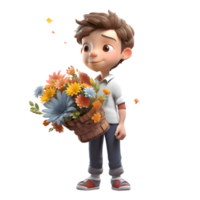 wunderlich 3d Florist Junge mit Pilz großartig zum Fantasie oder Fee Geschichte s png transparent Hintergrund