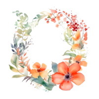 romantisk vattenfärg blommig krans med elegant kalligrafi text png transparent bakgrund