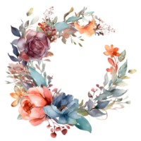 rustikal botanisch Rahmen mit Wildblumen und Laub png transparent Hintergrund