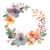 Fett gedruckt Aquarell Blumen- Rahmen mit tief lila blüht png transparent Hintergrund