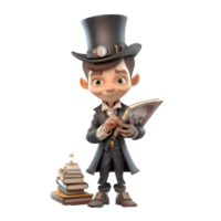 Fantastic 3D Boy Magician with Elemental Magic Great for Elemental or Nature Themed Art PNG Transparent Background