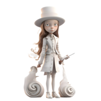 ilustre 3d fantasia mágico menina com uma fascinante desempenho png transparente fundo