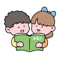 Kids reading vector collection. A set of cute kid characters isolated on a background, perfect for back to school concept.