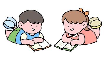 niños leyendo vector recopilación. un conjunto de linda niño caracteres aislado en un fondo, Perfecto para espalda a colegio concepto.