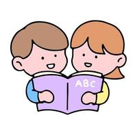 niños leyendo vector recopilación. un conjunto de linda niño caracteres aislado en un fondo, Perfecto para espalda a colegio concepto.