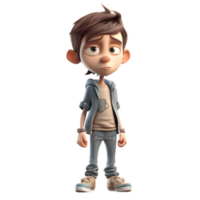 Casual 3D Fashion Boy with Denim Jacket Great for Everyday or Casual Wear Advertising PNG Transparent Background