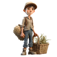 traditionell 3d Farmer mit Pflug Ideal zum Landwirtschaft oder traditionell Landwirtschaft Konzepte png transparent Hintergrund