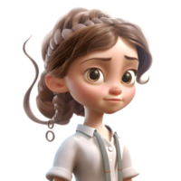 Happy 3D Hair Stylist with Updo Hairstyle PNG Transparent Background