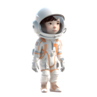 Astronomical Adventurer 3D Cute Girl in Space Clothing PNG Transparent Background