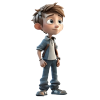 Outgoing 3D Student boy with social skills on white background PNG Transparent Background