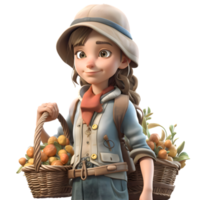 Adaptable and Versatile 3D Farmer Women Flexible and Multifaceted Characters for Agricultural Consulting Projects PNG Transparent Background