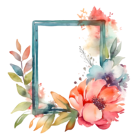 Hand Painted Floral Border with Blush Pink and Peach Flowers. Romantic and Dreamy Design. PNG Transparent Background